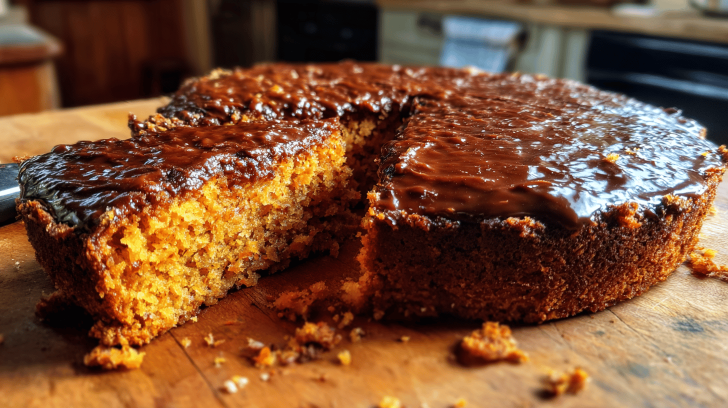 Bolo de cenoura fofinho com casquinha de chocolate